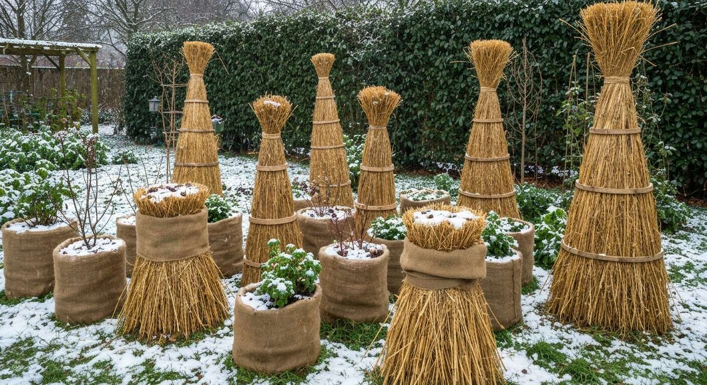 Utilisation de matériaux naturels pour la protection hivernale Utilisation de matériaux naturels pour la protection hivernale