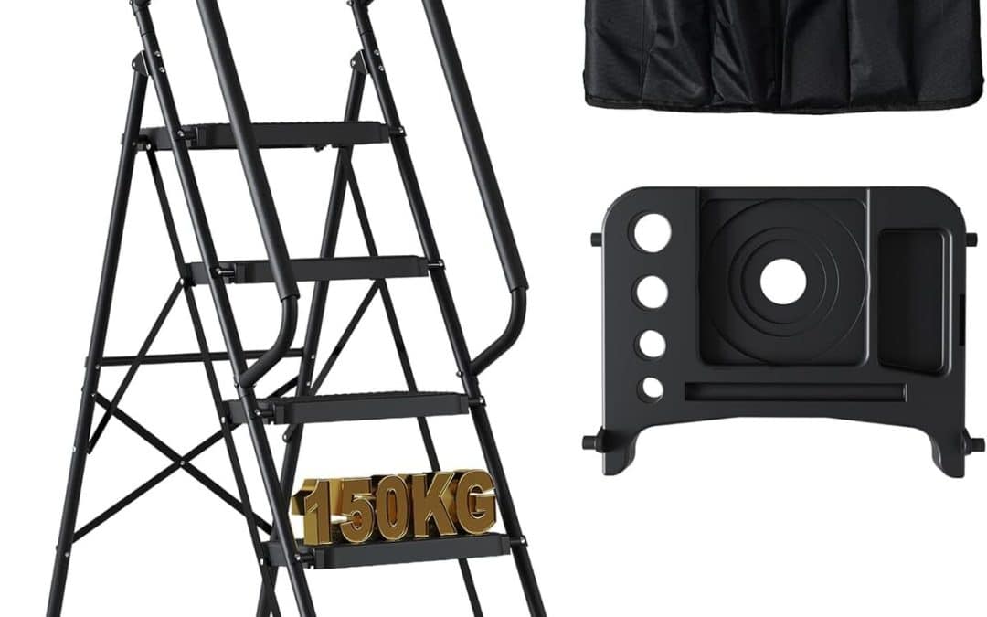 Test : escabeau pliable 5 marches Bontec, charge 150 kg