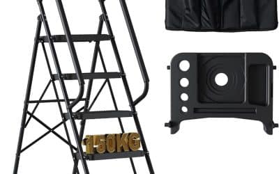 Test : escabeau pliable 5 marches Bontec, charge 150 kg