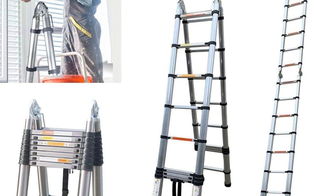 Test de l'échelle télescopique 5m avec stabilisateur en acier inoxydable