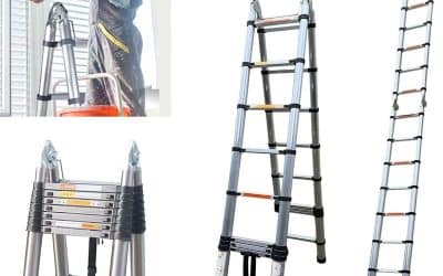 Test de l’échelle télescopique 5m avec stabilisateur en acier inoxydable