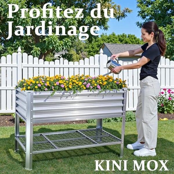 Découvrez le potager sur pieds en métal Kini Mox, une solution durable et pratique pour les amateurs de jardinage en quête de robustesse et d'efficacité.