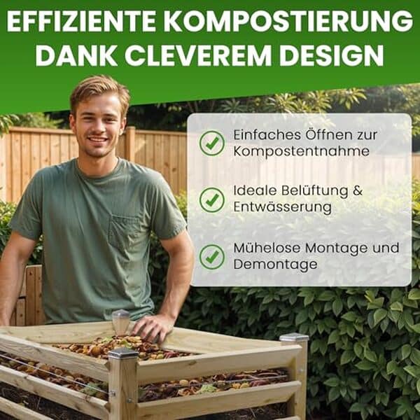 Découvrez notre test complet du composteur moderne en bois de mélèze Gartenwelt Riegelsberger : avantages, fonctionnalités et conseils d'utilisation pour un jardin éco-responsable