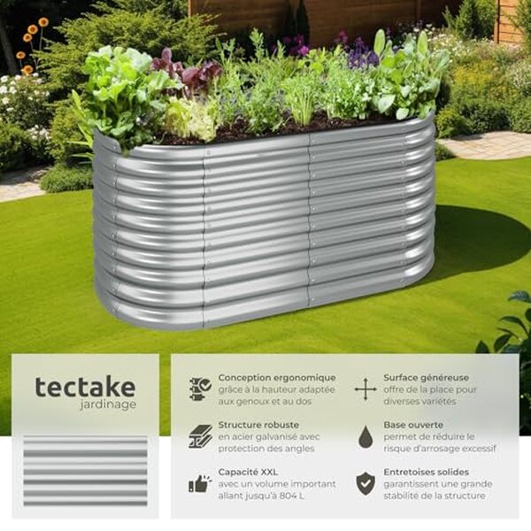 Découvrez notre test complet du lit de jardin surélevé tecTake en acier galvanisé. Pratique, durable et esthétique, idéal pour votre extérieur. 160x80x80 cm d'efficacité pour vos plantations.