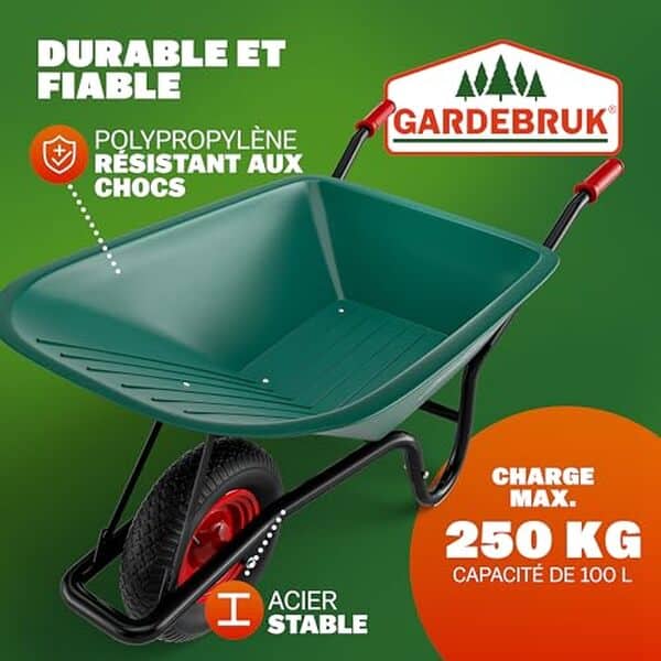 Découvrez notre analyse détaillée de la brouette GardeBruk 100L. Un allié incontournable pour vos travaux de chantier et jardinage, alliant robustesse et praticité.