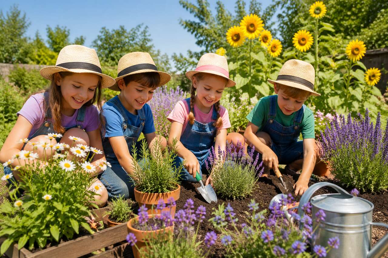 Initier les enfants aux fleurs et aromatiques