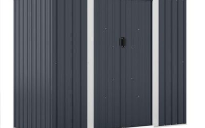 Test abri de jardin métal Costway : fondation 4.4 m³ et porte coulissante