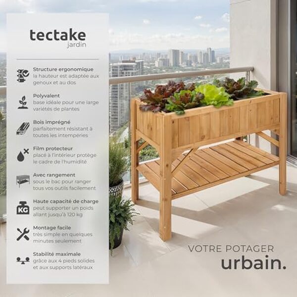 Découvrez l'efficacité du carré potager sur pied TecTake® pour un jardinage facilité et productif. Aménagement optimal et conseils pratiques inclus.