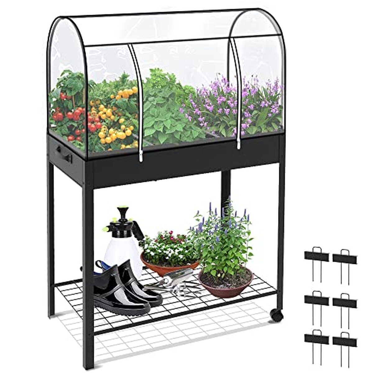 Test du potager sur pieds Vounot avec bâche amovible et roues intégrées