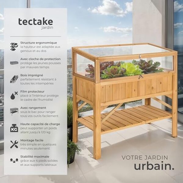 Découvrez notre test complet du potager surélevé tectake : design en bois, praticité d'utilisation et avis détaillé pour cultiver vos légumes facilement. 