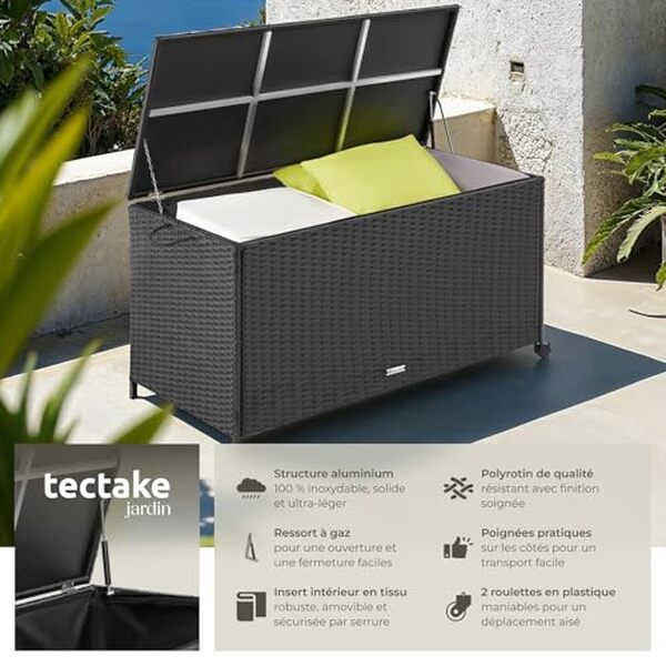 Découvrez notre test détaillé du coffre de jardin tectake 297 L en aluminium. Capacité généreuse, roulettes pratiques et durabilité : tous les avis pour bien choisir.